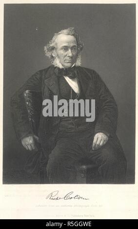 Richard Cobden. Portrait Gallery bedeutender Männer und Frauen der Europ. New York, 1872-74. Richard Cobden (1804-1865). Englische Ökonom und Politiker. Als "Apostel des freien Handels' bekannt. Porträt. Ähnlichkeit von ein authentisches Bild vom Leben. . Quelle: 10604 b. 10, Band II, 71. Sprache: Englisch. Stockfoto