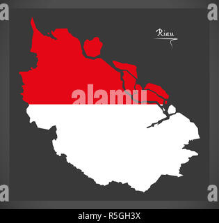 Riau Indonesien Karte mit indonesischen Nationalflagge illustration Stockfoto