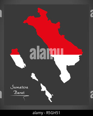 Sumatera Barat Indonesien Karte mit indonesischen Nationalflagge illustration Stockfoto