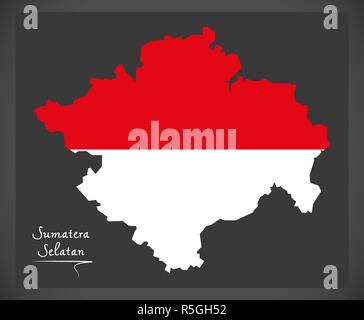 Sumatera Selatan Indonesien Karte mit indonesischen Nationalflagge illustration Stockfoto