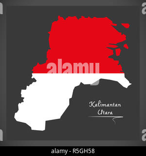 Kalimantan Utara Indonesien Karte mit indonesischen Nationalflagge illustration Stockfoto