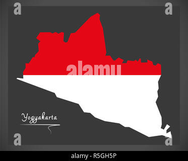 Yogyakarta Indonesien Karte mit indonesischen Nationalflagge illustration Stockfoto