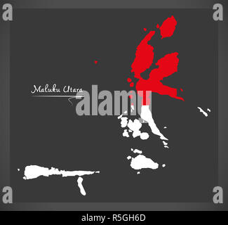 Maluku Utara Indonesien Karte mit indonesischen Nationalflagge illustration Stockfoto