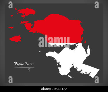 Papua Barat Indonesien Karte mit indonesischen Nationalflagge illustration Stockfoto