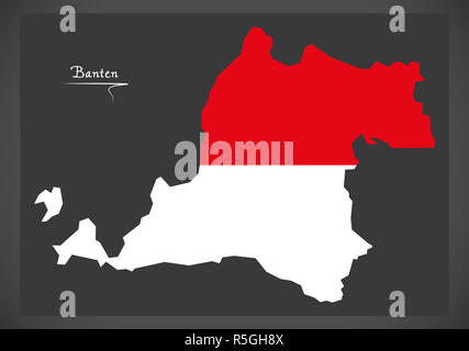 Banten Indonesien Karte mit indonesischen Nationalflagge illustration Stockfoto