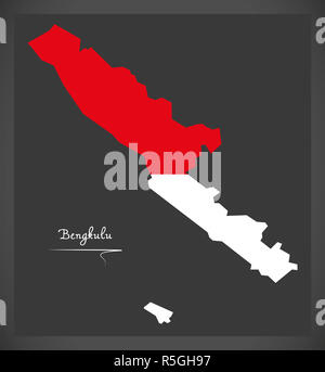 Bengkulu Indonesien Karte mit indonesischen Nationalflagge illustration Stockfoto