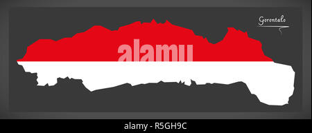 Gorontalo Indonesien Karte mit indonesischen Nationalflagge illustration Stockfoto
