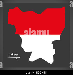 Jakarta-Indonesien-Karte mit indonesischen Nationalflagge illustration Stockfoto