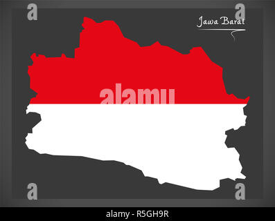 Jawa Barat Indonesien Karte mit indonesischen Nationalflagge illustration Stockfoto