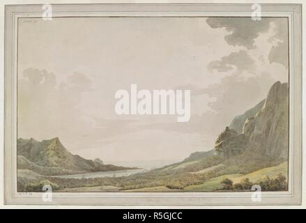[Ganzen]. Eine Ansicht von Aimeo Hafen [Papetoai Bay,] mit Blick auf das Meer; die Masten der 'Auflösung' und die 'Entdeckung' sind in der Bucht sichtbar. Captain Cook Moorea besuchte im Oktober 1777. Zeichnungen von John Webber ausgeführt, während die dritte Reise von Captain Cook, 1777-1779. Moorea, 1777. Quelle: Hinzufügen. 15513, Nr. 21. Sprache: Englisch. Stockfoto