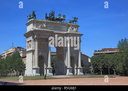 Friedensbogen, Arco della Pace in den Schlosspark Sempione des Castello Sforzesco, Mailand, Lombardei, Italien Stockfoto