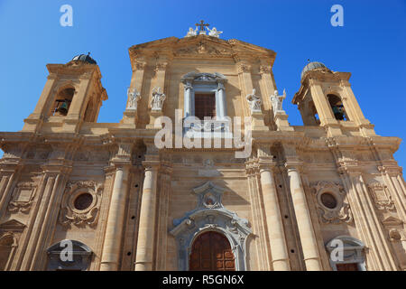 Fassade, Chiesa Madre, Altstadt, Marsala, Provinz Trapani, Sizilien, Italien Stockfoto