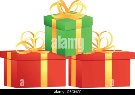 Geschenkboxen Vector Illustration auf weißem Hintergrund, Geschenke für festliche Veranstaltungen Stock Vektor