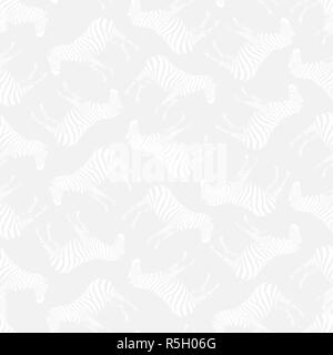Vector Illustration. Semaless Muster. Hellgrauen Hintergrund mit weißen unauffällig Zebras. Stock Vektor