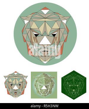 Dreieckigen logo Tiger, polygonal, Tier, Element, Symbol, Dreieck Stockfoto