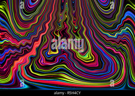 Farbe Linien und Kurven erzeugt fantastische Bilder. Abstrakte Malerei - psychedelische Bilder. Stockfoto