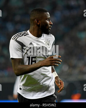 Leipzig, Deutschland - 15. November 2018. Deutschland Nationalmannschaft defender Antonio Rudiger beim Internationalen freundlich Deutschland gegen Russland in Leipzig. Stockfoto