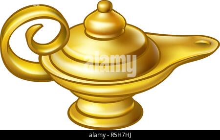 Antique Gold Aladins Wunderlampe Stock Vektor