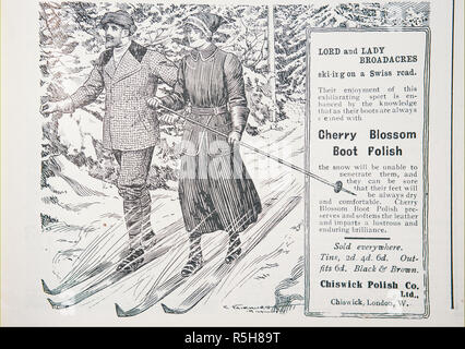 Eine Anzeige für Chiswick polnischen Co Ltd Cherry Blossom boot Polnisch. Aus einem alten britischen Zeitschrift aus dem Zeitraum 1914-1918. Stockfoto