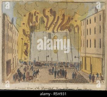 Das Theatre Royal, Drury Lane, London, in Brand. Authentisch vom Feuer, das reduziert, dass die umfangreichen Gebäude der Theater-Royal, Drury-Lane, zu einem Haufen Ruinen, am Abend des 24. Februar, 1809; Zu denen hinzugefügt wird, wird eine chronologische Liste aller Orte der öffentlichen Unterhaltung, der durch einen Brand zerstört, in England. London: W. Glendinning ... für T. Besen, [1809]. Quelle: 1430. a. 22 Frontispiz. Stockfoto