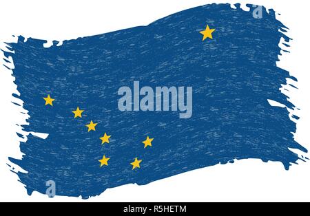 Flagge von Alaska. Grunge abstrakten Pinselstrich isoliert auf einem weißen Hintergrund. Vector Illustration. Stock Vektor