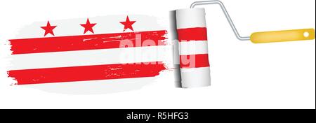 Pinselstrich mit Kolumbien Flagge isoliert auf einem weißen Hintergrund. Vector Illustration. Stock Vektor