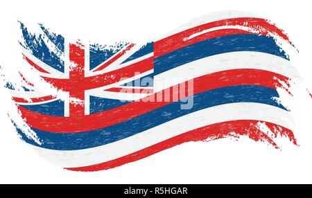 Nationalflagge von Hawaii, mit Pinselstrichen isoliert auf einem weißen Hintergrund. Vector Illustration. Stock Vektor