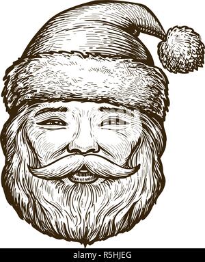 Portrait von Santa Claus. Weihnachten Skizze. Vintage Vector Illustration Stock Vektor
