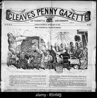 "Die politische Pflaume - Pudding". Abbildung aus der Ausgabe vom 24. Dezember 1840. Das Anhangen Penny Staatsanzeiger für Abwechslung und Unterhaltung. London; 19 Okt. 1839 - 20 Jan. 1844. Quelle: Colindale, Band IV Nummer 11. Sprache: Englisch. Stockfoto