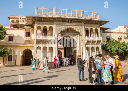 Rajendra Pol Gate, City Palace, Jaipur, Rajasthan, Indien Stockfoto