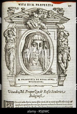 Properzia de' Rossi. Von: Giorgio Vasari, das Leben der am meisten ausgezeichneten italienischen Malern, Bildhauern und Architekten. Museum: private Sammlung. Stockfoto