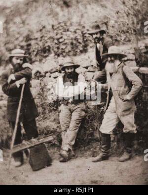 Paul Cézanne (Mitte) und Camille Pissarro (rechts) in Auvers-sur-Oise. Museum: private Sammlung. Autor: anonym. Stockfoto