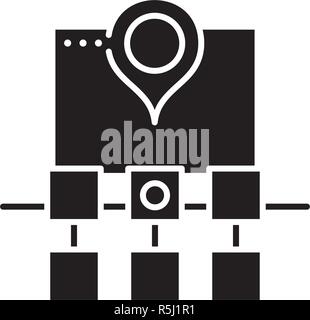 Sitemap Web Struktur schwarze Symbol, Vektor Zeichen auf isolierten Hintergrund. Sitemap Web Struktur Konzept Symbol, Abbildung Stock Vektor