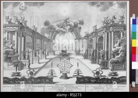 Feuerwerk anlässlich der Krönung von Kaiserin Katharina II. im September 1762 in Moskau. Museum: Landesmuseum von A. S. Puschkin, Moskau. Autor: Vinogradov, Yefim Grigorjewitsch. Stockfoto