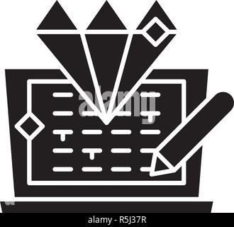Code Entwicklung schwarze Symbol, Vektor Zeichen auf isolierten Hintergrund. Code Development Konzept Symbol, Abbildung Stock Vektor