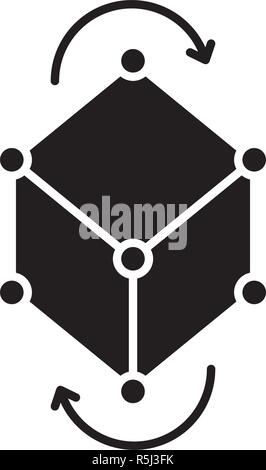 Geschäftsmodell pivot schwarze Symbol, Vektor Zeichen auf isolierten Hintergrund. Geschäftsmodell pivot Konzept Symbol, Abbildung Stock Vektor