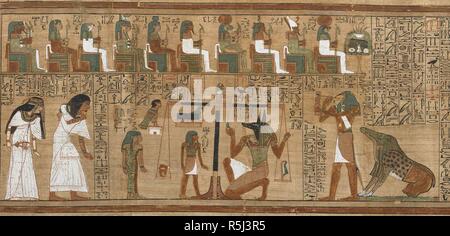 Das Buch der Toten, Papyrus von Ani. Die Halle des Gerichts. Museum: British Museum. Thema: Das alte Ägypten. Stockfoto