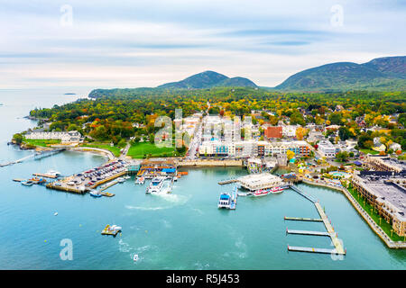 Luftaufnahme von Bar Harbor, Maine Stockfoto