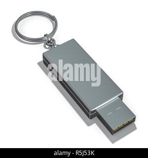 USB-Flashlaufwerk isoliert auf einem weißen Hintergrund. 3D-Rendering Stockfoto