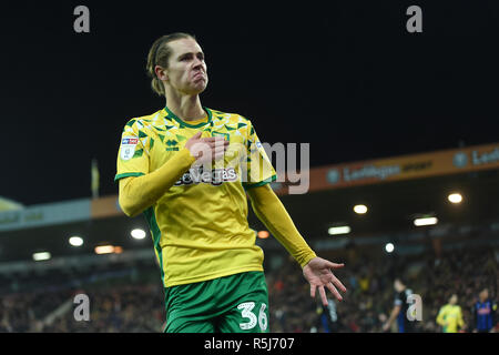 Norwich City Todd Cantwell feiert zählen die ausgleichende Ziel während der Sky Bet Championship Match an der Carrow Road, Norwich. Stockfoto