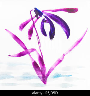 Magenta Orchideenblüte auf weißem Papier Stockfoto