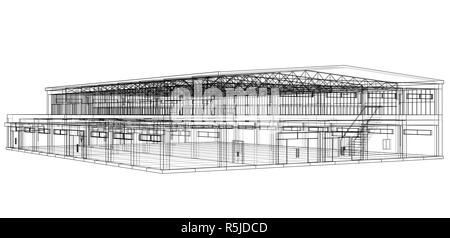 Lager Skizze. 3D-Darstellung Stockfoto