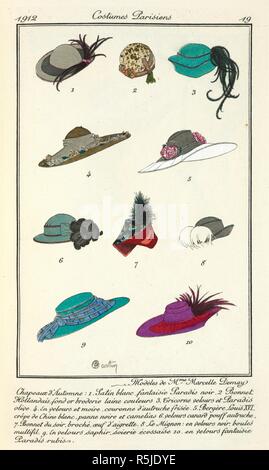 Hüte. Journal des Dames et des Modes. [Mit farbigen Platten.]. Paris, 1912-14. Quelle: S. S. 5242. dc, Platte 19. Autor: Martin, Charles. Stockfoto