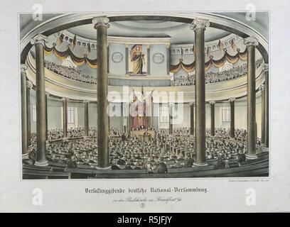 Sitzung der Frankfurter Nationalversammlung in der Paulskirche in Frankfurt am Main. Museum: private Sammlung. Autor: anonym. Stockfoto