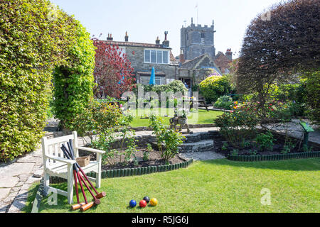 Dorf Corfe Castle Model Village Gärten, den Platz, Corfe Castle, Isle of Purbeck, Dorset, England, Vereinigtes Königreich Stockfoto