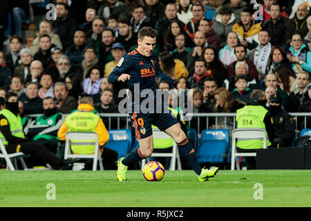 Von Valencia CF Kevin Gameiro in Aktion während der La Liga Match zwischen Real Madrid und Valencia CF im Santiago Bernabeu in Madrid, Spanien. (Endstand: Real Madrid 2 - 0 Valencia) Stockfoto