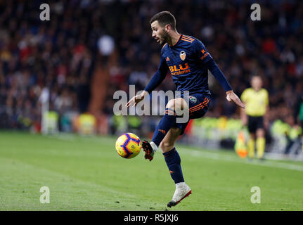 Jose Luis Gaya (Valencia CF), die in Aktion während der Liga Match zwischen Real Madrid und Valencia CF im Estadio Santiago Bernabéu in Madrid gesehen. (Endstand: Real Madrid 2 - 0 Valencia) Stockfoto