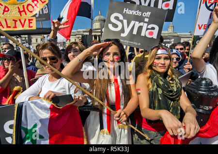 Anti-kriegs-Demonstration in London, während westliche Militärintervention in Syrien Stockfoto