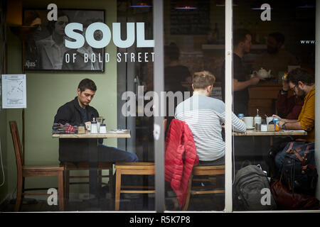 Das Stadtzentrum von Liverpool Bold Street Seele Coffee Shop Stockfoto