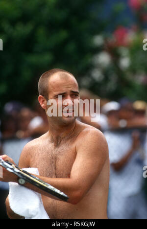 Andre Agassi während der Praxis Workout bei Turnier in Washington, D.C. im Jahr 1995 Stockfoto